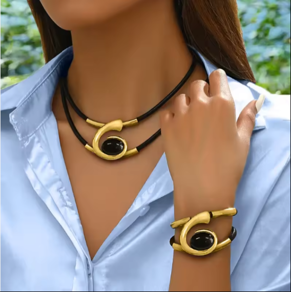 Ensemble Collier & Bracelet Vintage – L’élégance qui attire tous les regard ,ML